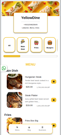 YellowPOS restaurant website builder example in Lebanon