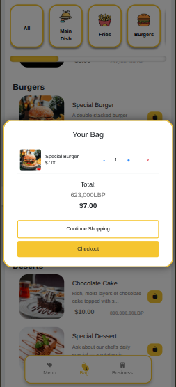 YellowPOS restaurant POS dashboard example in Lebanon