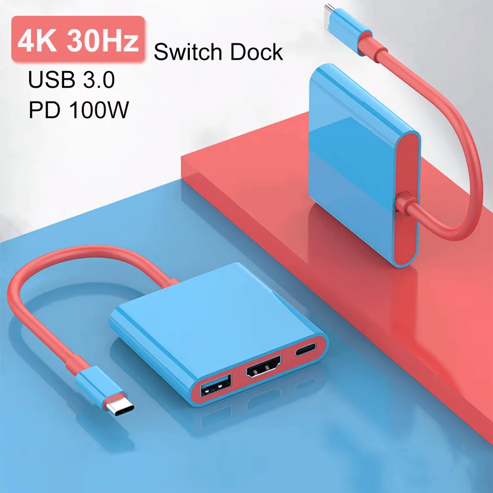Type-C Hub 3.0 Docking 3 in 1 TV Adapter with 4K HDMI - Nintendo Switch