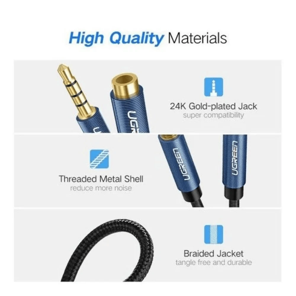 UGREEN Male To Female Extension AUX  Audio Cable 3.5mm - 2M - 2