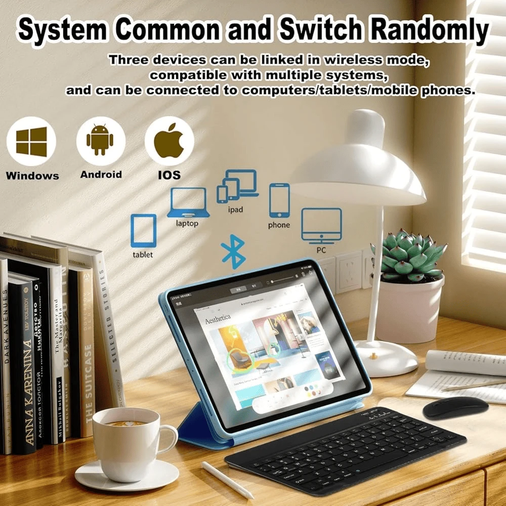 Bluetooth Keyboard And Mouse Combo Ultra Slim Rechargeable Portable Mouse - Black - 3