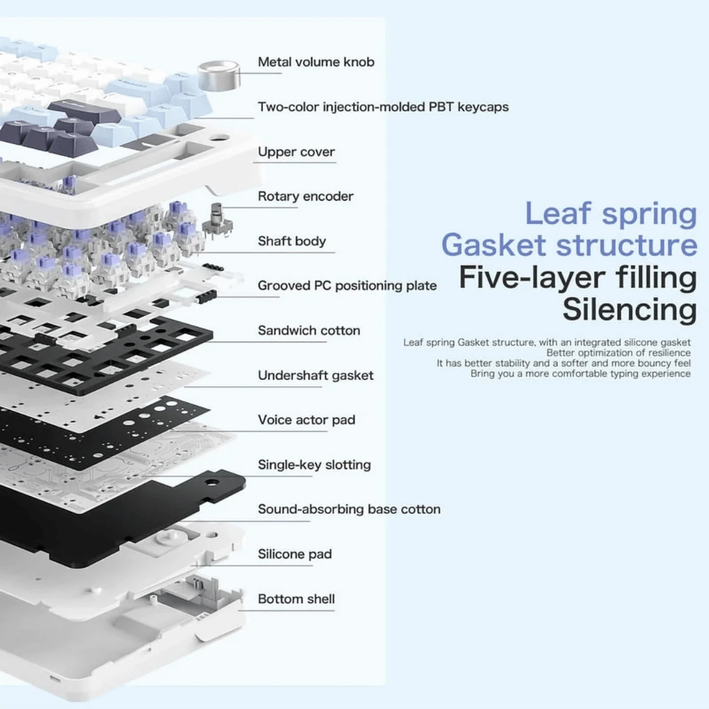 FREE WOLF F75 Wireless Mechanical Gaming Keyboard - Sea Reef Black - 3