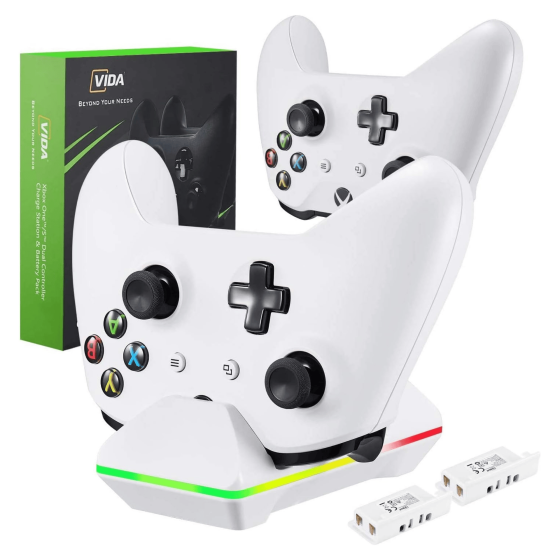 Xbox One Controller Charger Station with Rechargeable Battery Packs
